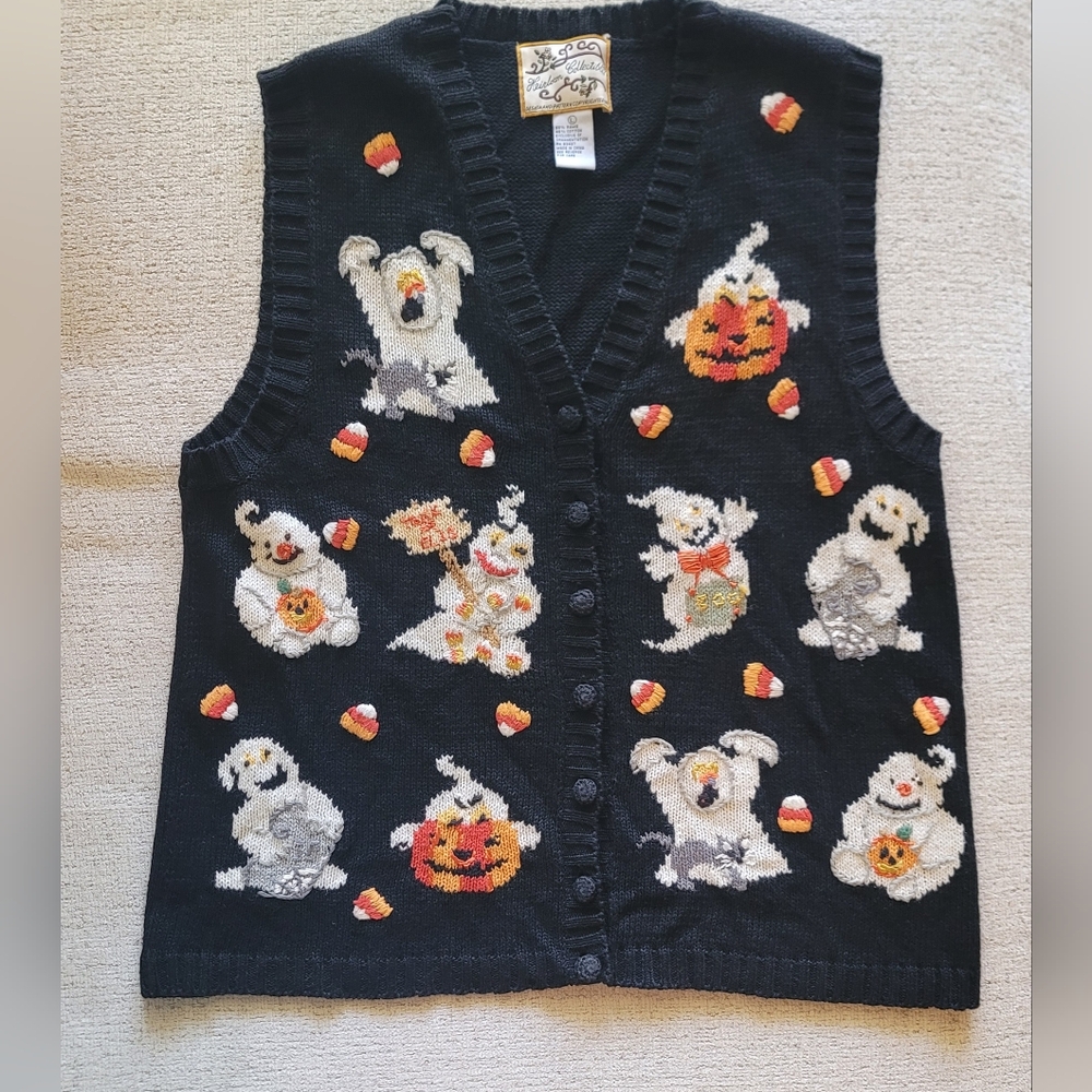 Halloween Themed Black Knit Vest